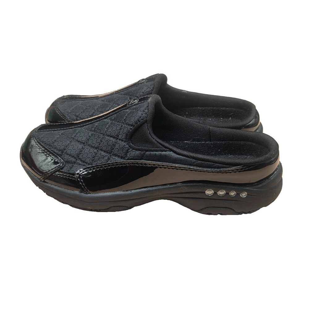 Easy Spirit Travel Time Slip on Mule Comfort Shoes Black Leather Size 6 Quilted